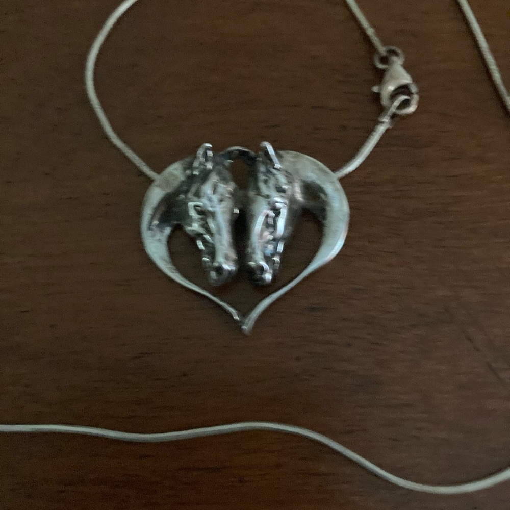 Private Label Sterling Silver Twin Horse Necklace